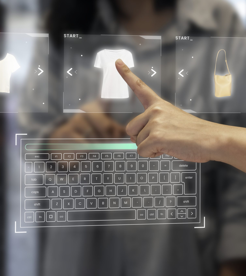 Digital wardrobe on a transparent screen